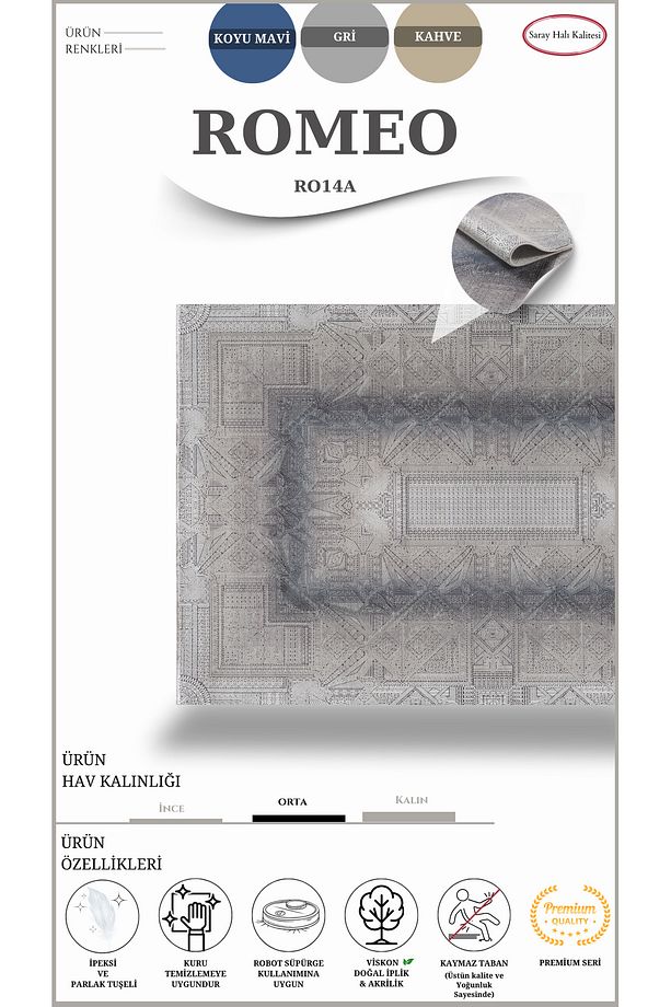 Dekoratif Salon ve Oturma Odası Halısı ROMEO RO14A - 3