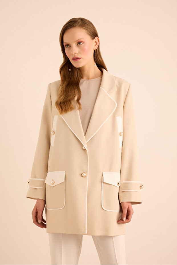 Garnili Cep Detaylı Kap - 3