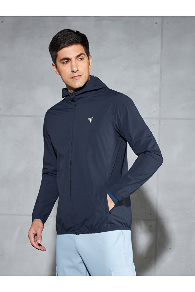 Solid Hooded Zipper Jacket - 1