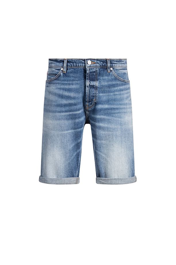 Mavi konfor-streç denimden dar kesim şort - 5