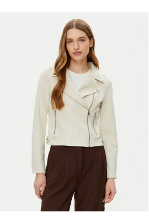 vero moda Women's Faux Leather Jacket 10300938 Beige - 3