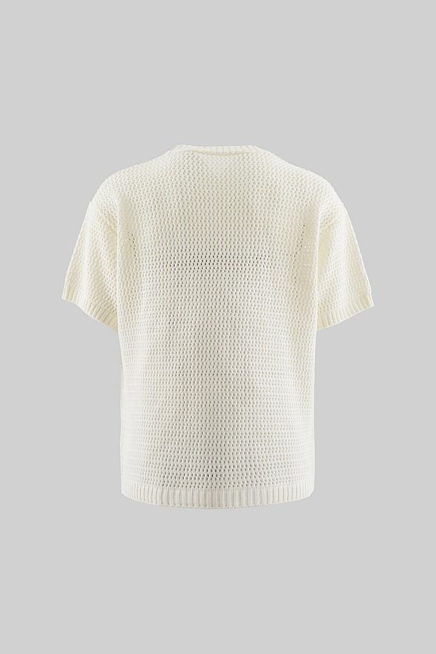 Mchnst Knıt Badget Detaıled Tee Ecru - 3