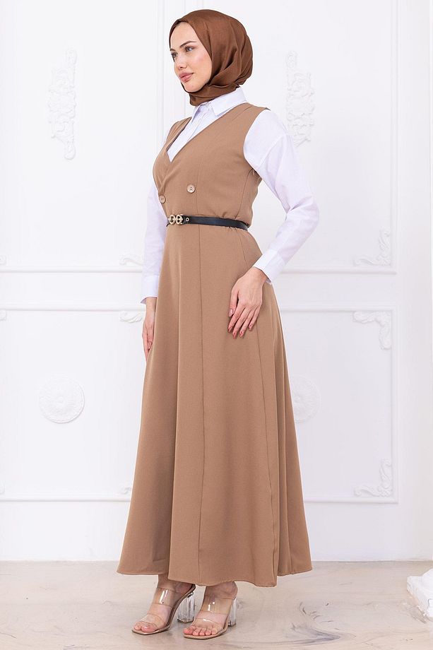 Kemerli Düğmeli Jile Vizon HM2741 - 3