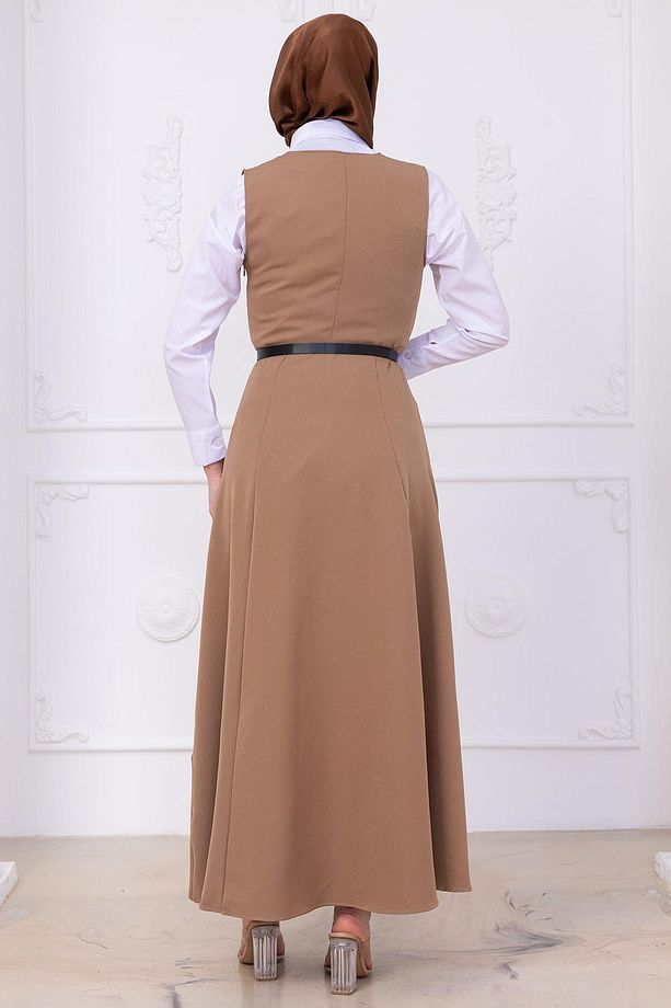 Kemerli Düğmeli Jile Vizon HM2741 - 6