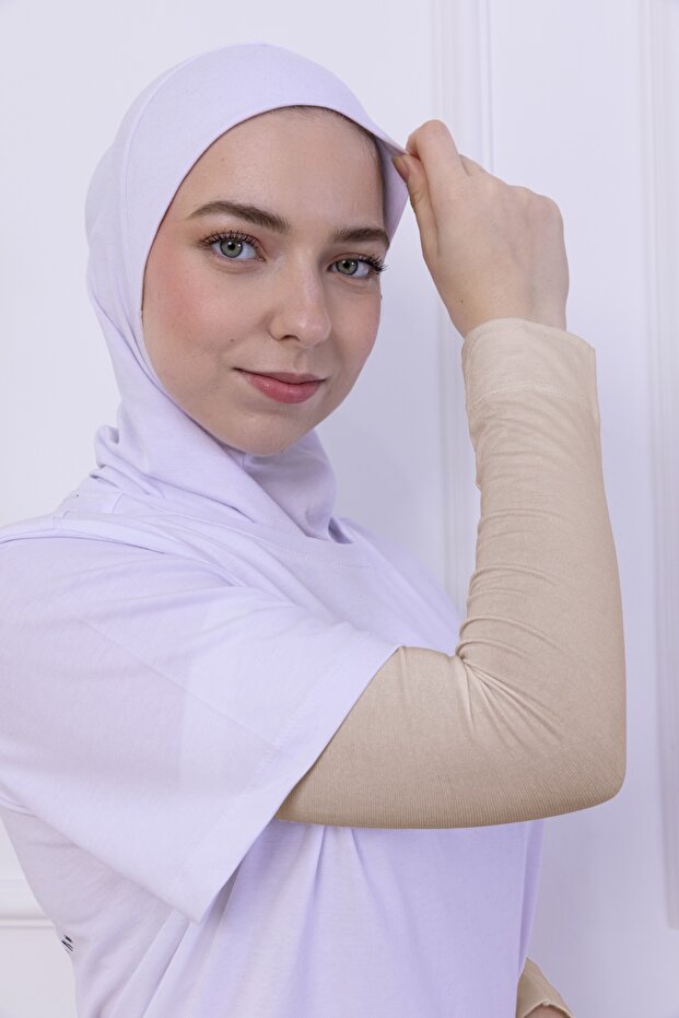 Lycra Combed Cotton Sleeve Light Beige - Practical Women's Hijab Plain Prayer Sleeve 1 Pair 40cm Viscose Hijab