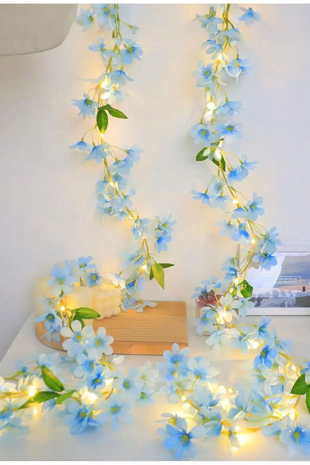 Unutma Beni Çiçeği Yapay Kiraz Çiçeği SAKURA ve 3 Metre Led Işık Seti - Yapay Çiçek Sarmaşık - 2