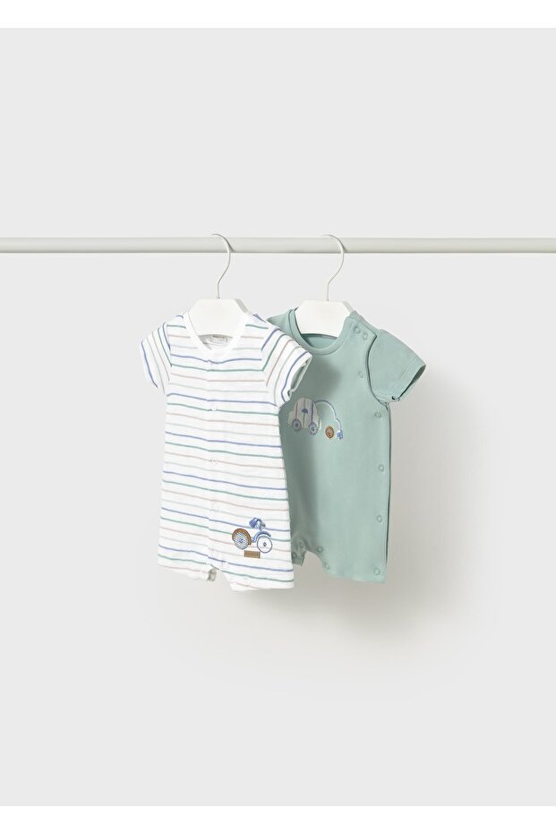 Baby Boy 2-Piece Jumpsuit Set Mint-White 1707
