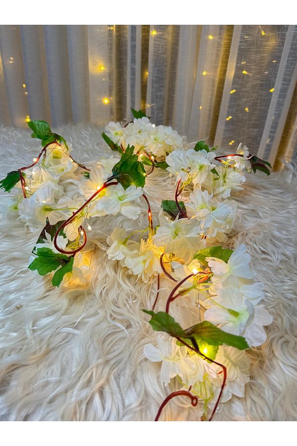 Unutma Beni Çiçeği Yapay Kiraz Çiçeği SAKURA ve 3 Metre Led Işık Seti - Yapay Çiçek Sarmaşık - 6