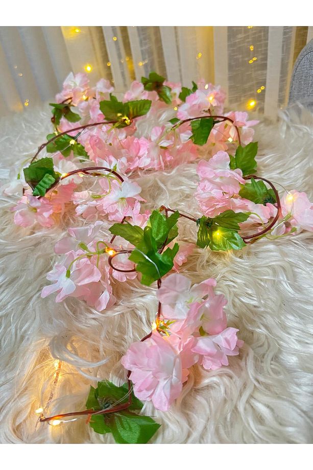 Unutma Beni Çiçeği Yapay Kiraz Çiçeği SAKURA ve 3 Metre Led Işık Seti - Yapay Çiçek Sarmaşık - 4