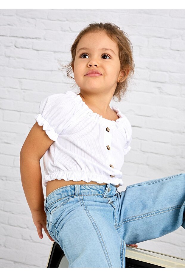 Girl's Ribbed T-Shirt White 3008