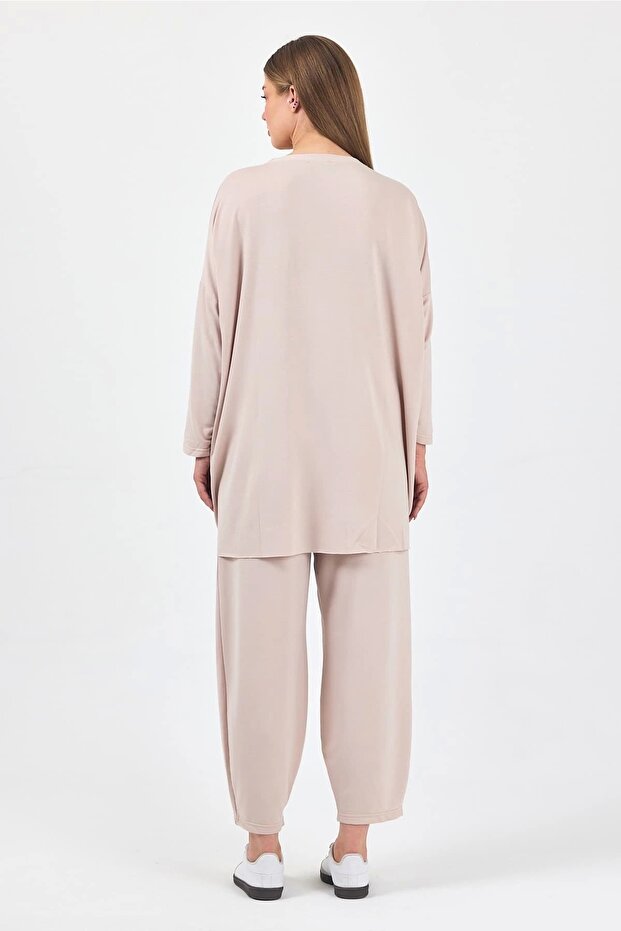 Retro Şalvar Takım-Bej - 4