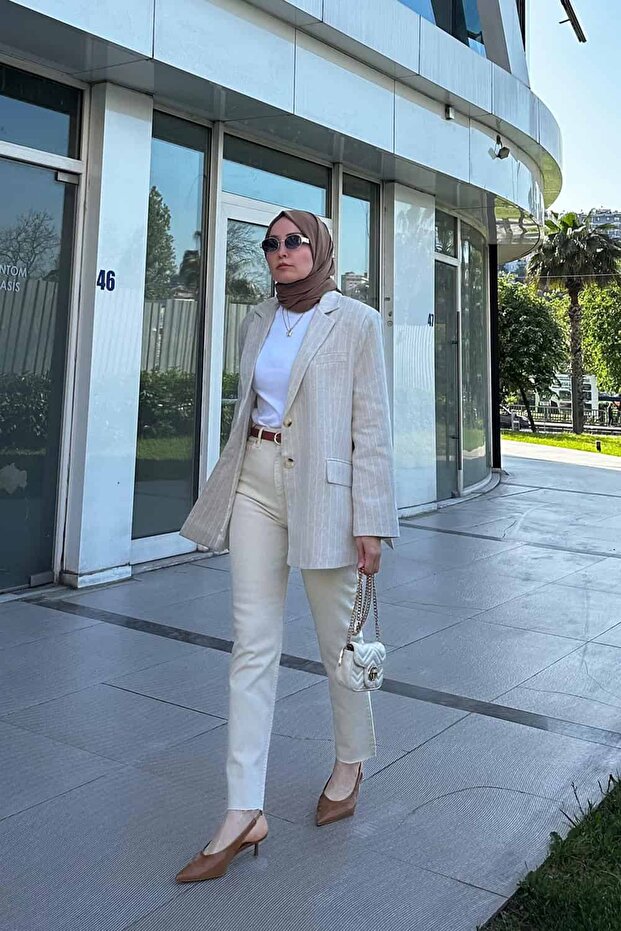 Keten Oversize Ceket - 3