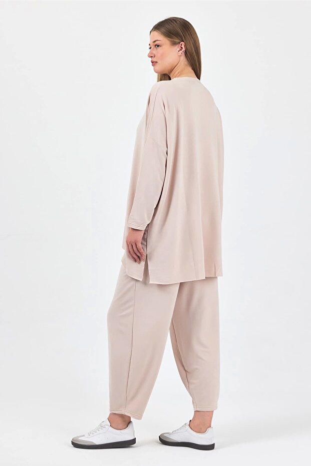 Retro Şalvar Takım-Bej - 2