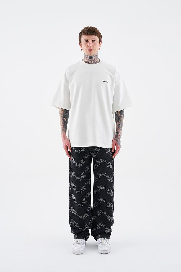 Erkek Flower Patterned Jean Siyah - 5