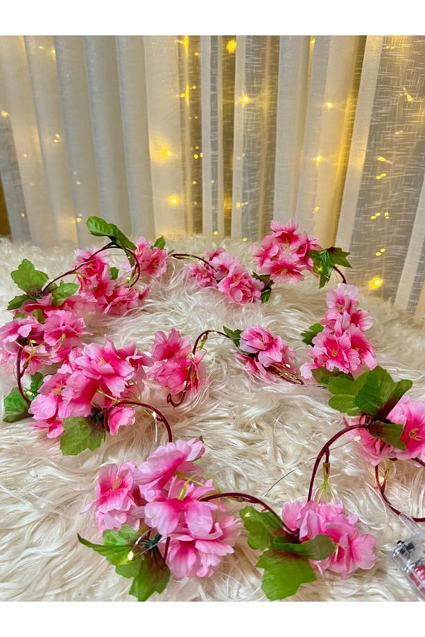 Unutma Beni Çiçeği Yapay Kiraz Çiçeği SAKURA ve 3 Metre Led Işık Seti - Yapay Çiçek Sarmaşık - 3