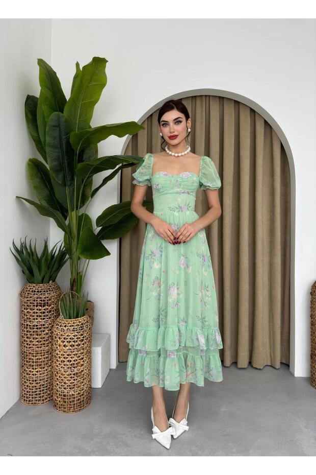 Candy Şifon Midi Elbise - 8