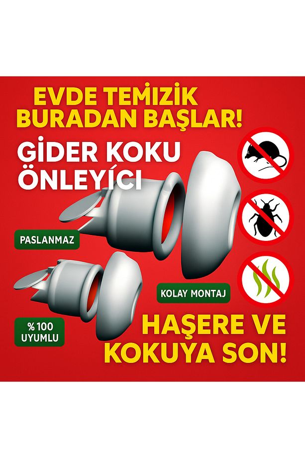 Koku Yok! Çekvalfli Adaptör Conta Lavabo Gideri Koku Önleyici - 1