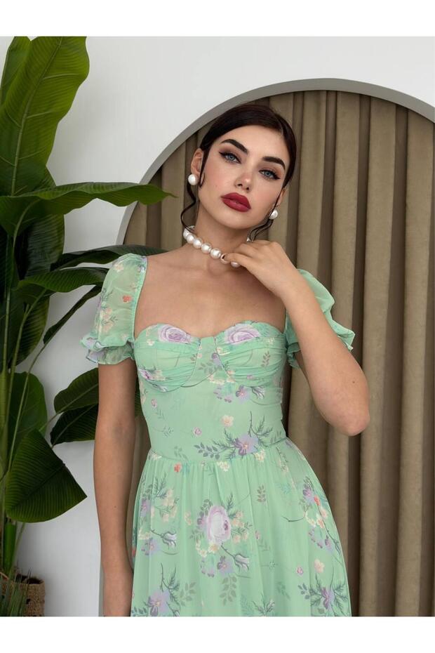 Candy Şifon Midi Elbise - 7