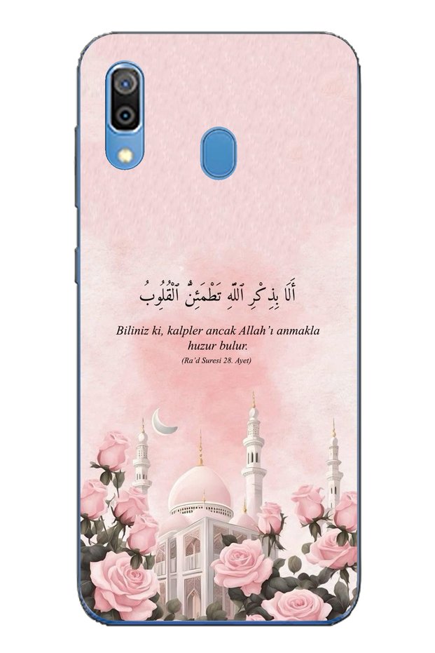 جراب سيليكون شفاف متوافق مع هاتف Samsung Galaxy A20 / A30 مع مسجد سوريس والورود