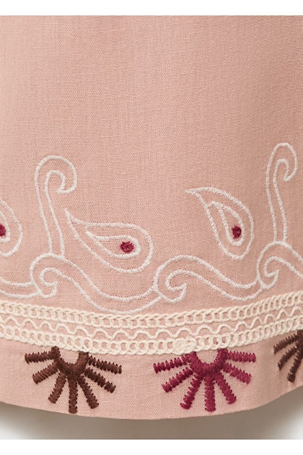 Çiçek işlemeli keten tulum - 3