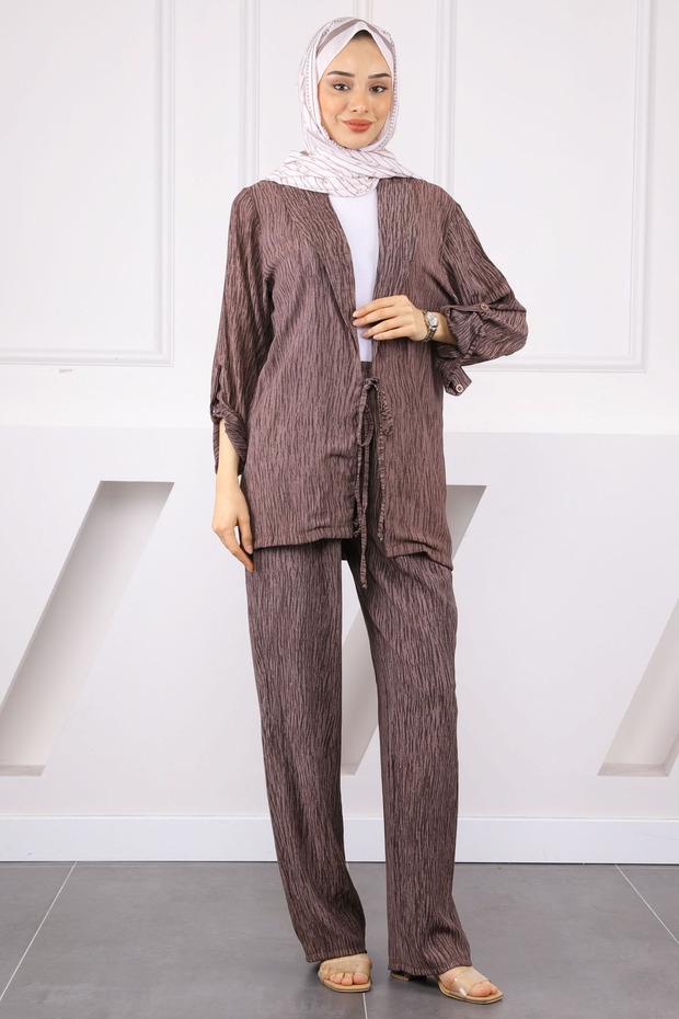 Mink Front Tie Kimono Pants Suit