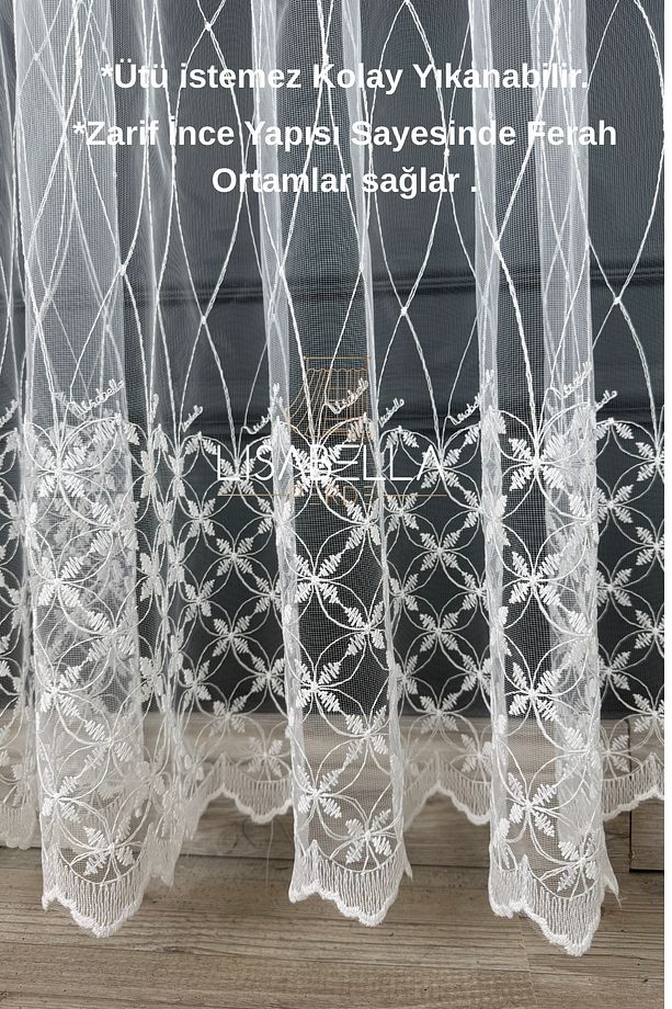 Kristal ışıltı tül (1x2.5 Pile Dikişli) ütü istemez. - 3