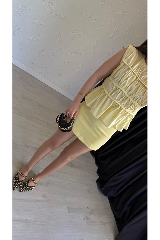 Şort Etek Sarı - 3