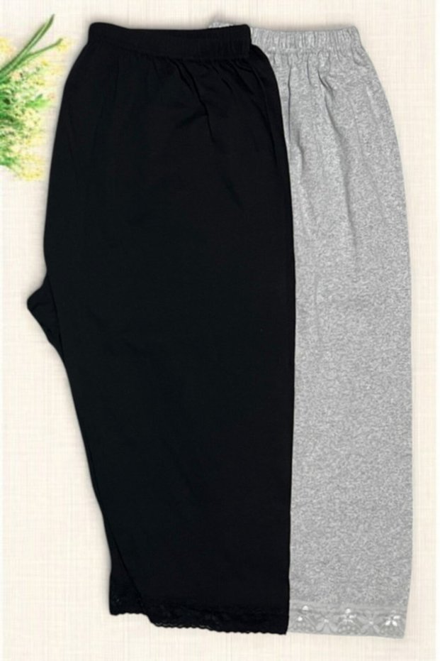 2 Pieces Women's Knee Length Short Lace Detailed Women's Tights Summer