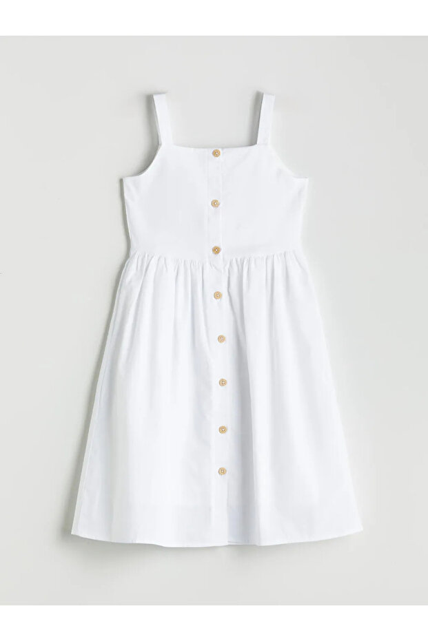 Lcw Kids White Square Collar Girl Dress