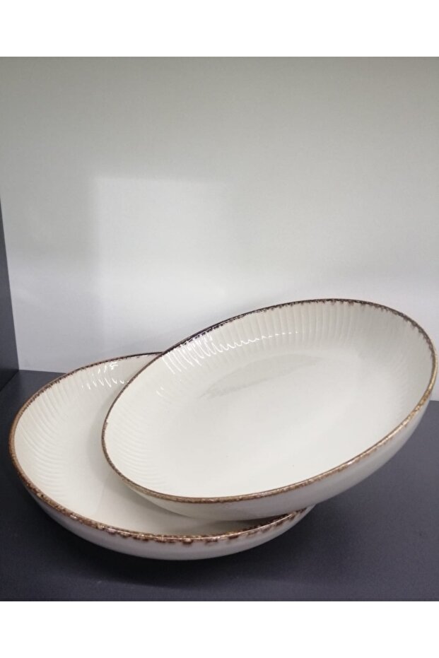 Mormavi Porselen Nergis 2 Adet 24 Cm Salata Sunum Çukur Tabak (NOKTA KUSURLU) - 3