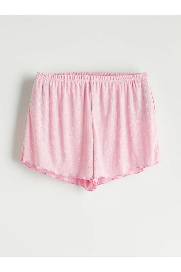 LCW Young Pembe Beli Lastikli Puantiyeli Kadın Şort Pijama Altı - 3