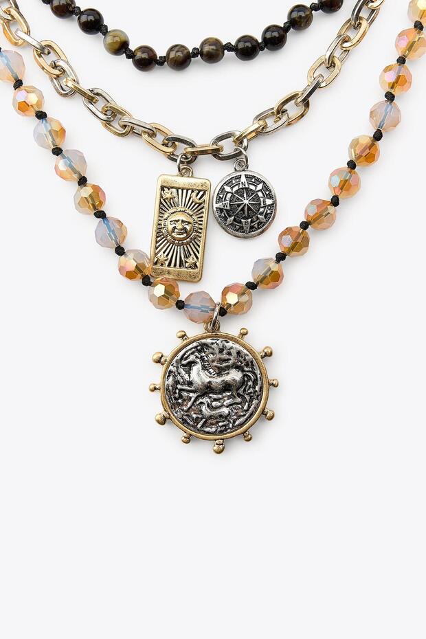 ZRA Model Charm Detaylı Yaz Kolleksiyonu Premium Çoklu Charm Kolye Set - 3