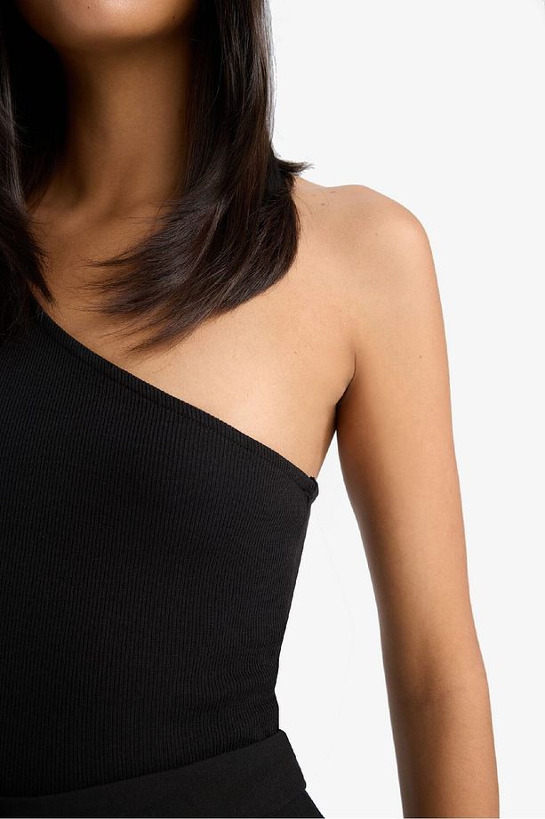 Slim Fit Dar Kesim Tek Omuzlu Fitilli Kaşkorse Atlet A7453AX25SM - 4