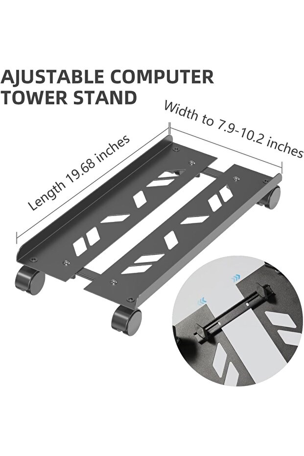 Tazweeq Adjustable Computer Stand,Ventilated Mobile CPU Stands with 4 Locking Caster Wheels, CPU Rol - 2