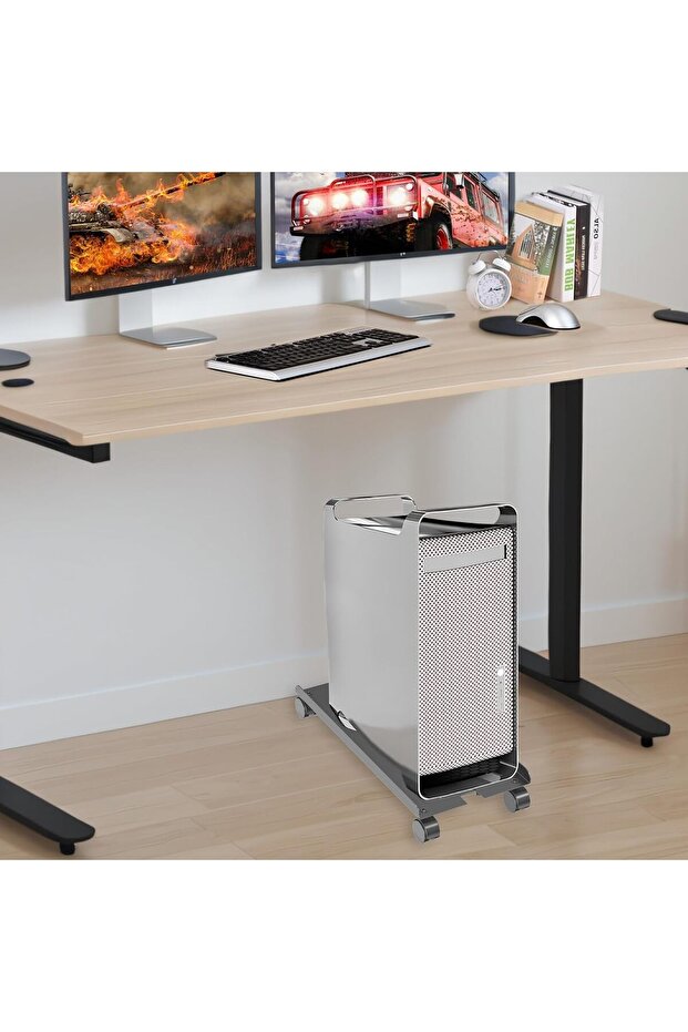 Tazweeq Adjustable Computer Stand,Ventilated Mobile CPU Stands with 4 Locking Caster Wheels, CPU Rol - 6