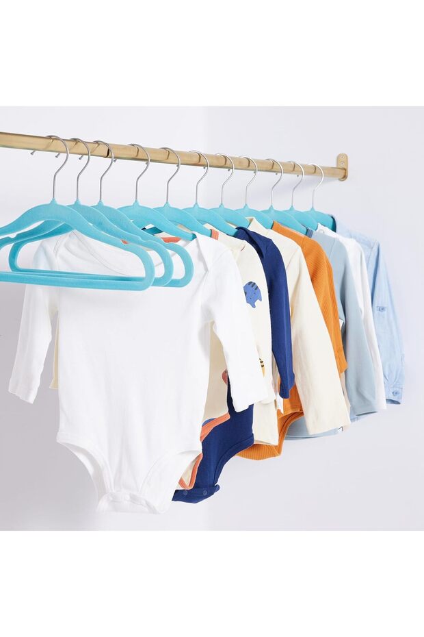 علاقات ملابس مخملية، زرقاء، عبوة من 30 قطعة - 6