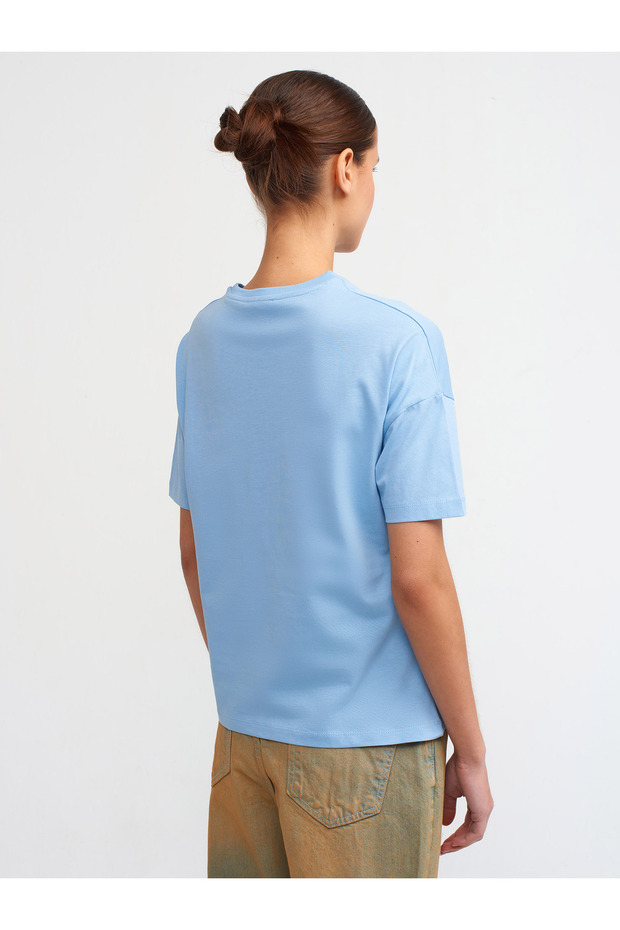 3683 Basic T-Shirt-Mavi - 3