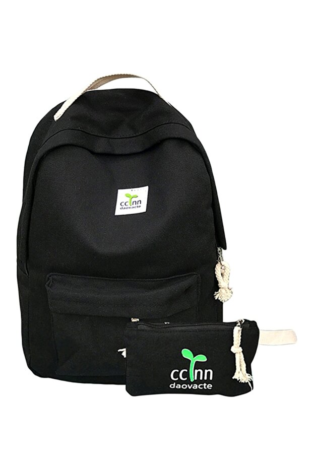 Adjustable Straps Backpack With Pouch Black - 1