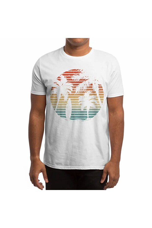Unisex Tropical Sunset and Surfer Design T-Shirt