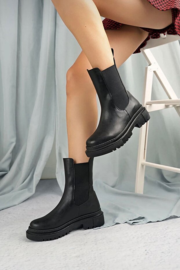 Elastické dámské boty Carlo Black Matte Leather Side - 3