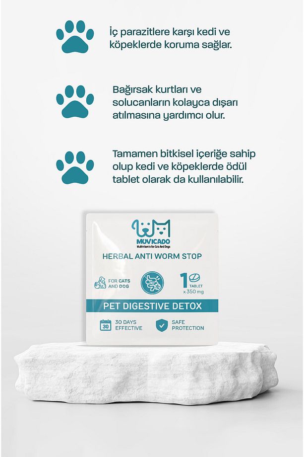 Kedi İç Dış Bitkisel Parazit İç Dış Damlası Köpek İç Dış Anti Parazit Bit Pire Kene Damla Seti - 3