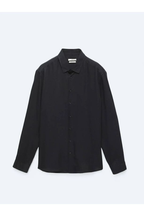 Lacivert Fitilli Regular Fit Dokuma Casual Gömlek - 5