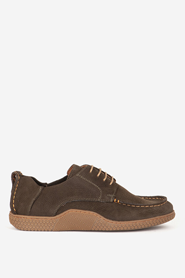 Men's Comfort Lace-Up Casual Shoes Real Leather 215340 Khaki