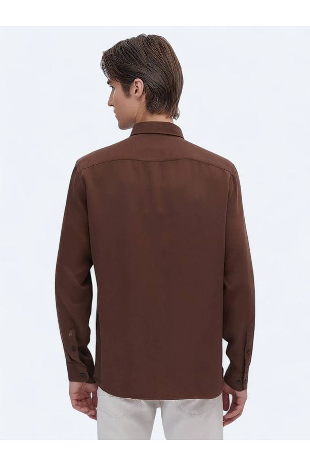 Kahverengi Fitilli Regular Fit Dokuma Casual Gömlek - 6