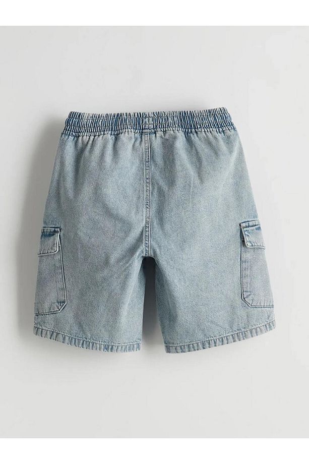 Indigo Beli Lastikli Erkek Çocuk Jean Şort - 2