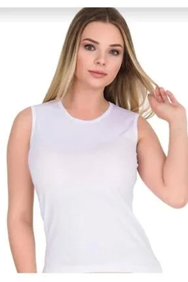 Kadın Siyah Kolsuz Badi Elastane Atlet - 1