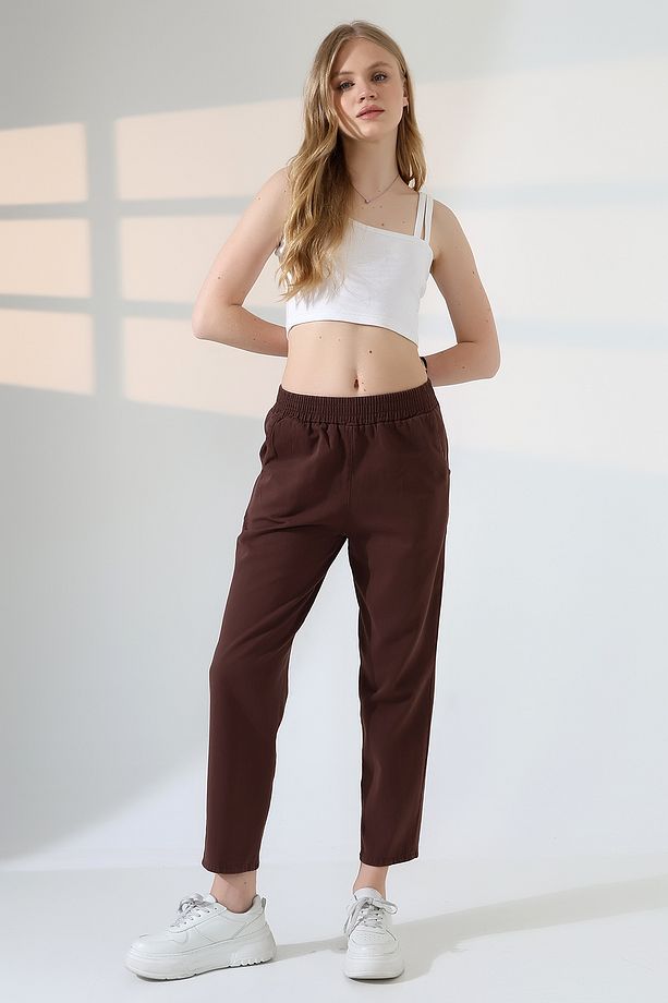 Kadın Yumuşak Doku Premium Dar Paça Gabardin Pantolon - 5