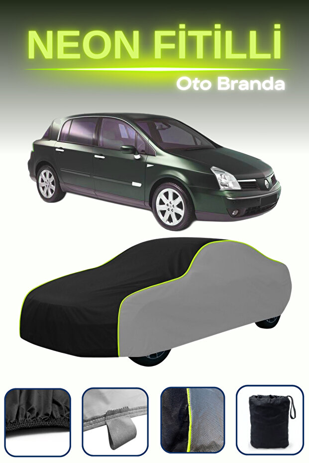 Grey-Black-Grey [Renault Vel Satis 2002 - 2005] Compatible Neon Corded Car Tarpaulin - 1