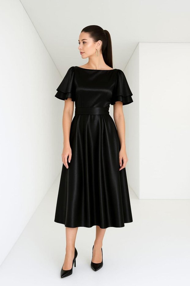 Lisa Women's Satin Evening Dress 583219 Black