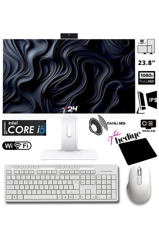 T24 I5-2300 16gb Ram 256gb Ssd 24" Pivot Webcam Wifi All In One Bilgisayar - 1